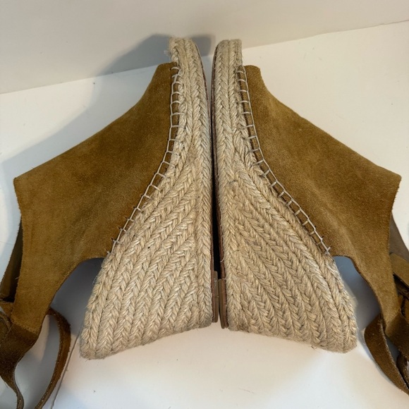 Loeffler Randall Lyra Ankle Tie Espadrille Wedge Sandals Camel Brown Shoes Sz 10 - Picture 4 of 11